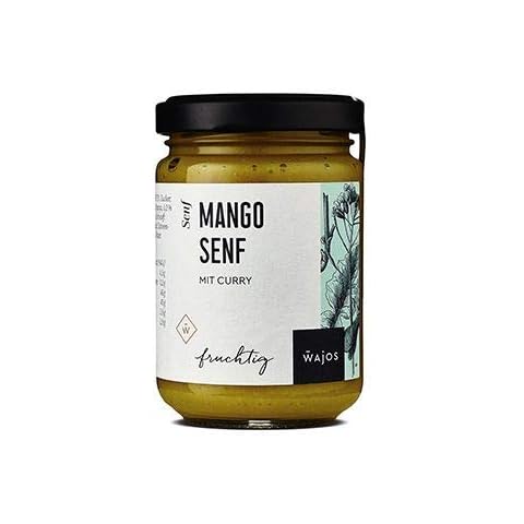WAJOS Mango Senf mit Curry 140ml | süßer Senf, Senf Glas, Senf Sauce | Grillen, kochen & würzen | für Salat, Sauce zu Wurst Cover