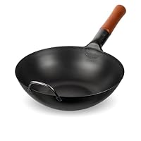 YOSUKATA 30 cm Carbon Steel Wok Pan – Pre-Seasoned Flat Bottom Pow Wok for Stir Fry, BBQ, Grill & Camping – Traditional Japanese & Chinese Cookware – Compatible with Induction, Electric, Gas Open Fire