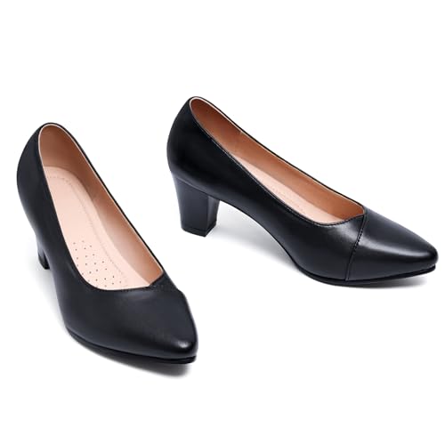 Wide Width Heels for Women Dress Shoes Low Chunky Block Closed Toe Wide Feet Heels Work Office Party Casual Classic Slip On Comfortabl Pumps2