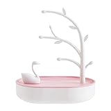 GREENLANS-1 Exquisito regalo de arte arte recuerdo decoración del hogar, cisne lago organizador de joyas anillo pendiente collar caja de almacenamiento - rosa