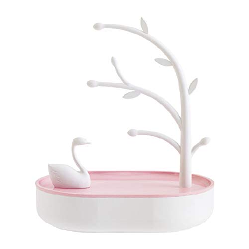 GREENLANS-1 Exquisito regalo de arte arte recuerdo decoración del hogar, cisne lago organizador de joyas anillo pendiente collar caja de almacenamiento - rosa