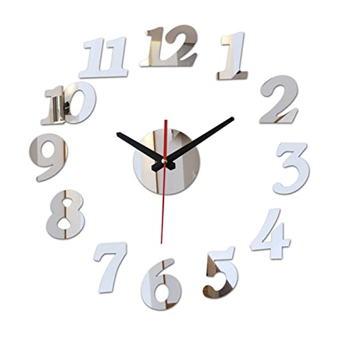 BaiWaNG Pendules Murales 3D Horloge Murale Acrylique Miroir Stickers Muraux Moderne DIY Horloges Murales Décor À La Maison Salon Aiguille À Quartz Nouveau,...