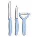 Victorinox Swiss Classic Gemüsemesser-Set, 3-Teilig, Hellblau Juego de 3, pelador de Tomates y kiwick, Mesa, Cuchillo para Verduras, Color Azul Claro, Acero Inoxidable