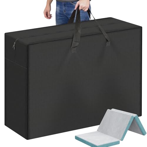 UUFCTY Faltbare Matratzen-Aufbewahrungstasche, 100,8 x 70,5 x 33 cm, tragbare, wasserdichte Tragetasche für dreifach gefaltete Memory-Schaum, Twin&XL Doppel-Klappmatratze, 600D Oxford strapazierfähige