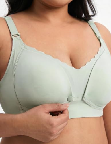 Image of Women's Maternity Feeding Bra, Front Open Snap Button Nursing Bra, Adjustable Shoulder Straps, Wirefree Full Coverage, Soft Non-Padded Breastfeeding Bra for Pregnancy & Lactation