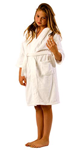 Luxury Girls Robe, Boys Boys Robe, Hooded Kids Bathrobe, Child Robes, Unisex, Pre-Shrunk, Size Small, White #TOP5