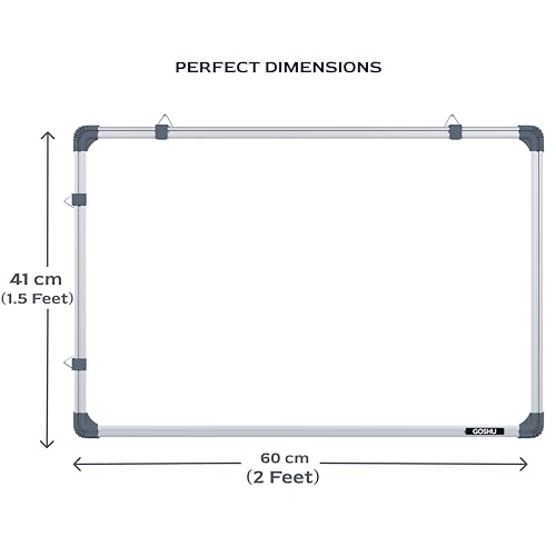 Image of GOSHU Magnetic 1.5 feet x2 feet White Board for Office, Home & School, Includes 10 Magnets,1 Magnetic Duster Eraser,1 30Cm Scale& 2 Markers (1.5x2 feet, Pack of 15 Items)