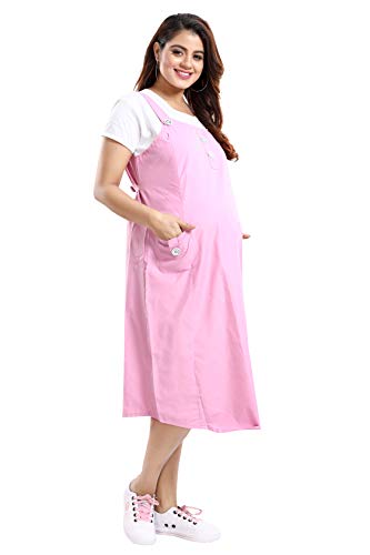 Image of MAMMA'S MATERNITY Women's Cotton Maternity /Pregnancy /Easy Breastfeeding /Feeding /Western Dress with Zippers for Nursing Pre and Post Pregnancy