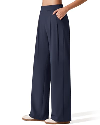G4Free Wide Leg Pants for Women Front Pleated High Waisted