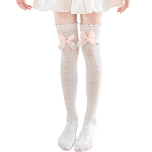 Kids Over The Knee Socks AntiSlip Thigh High Spring Soft Thin Elastic Bowknot Child School Stage Shows Girls Socks