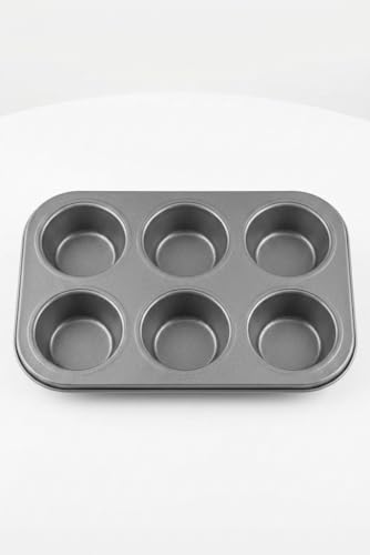 ORCHIDS Large 6-Cup Muffin Pan Premium Nonstick Cupcake Baking Tray Heavy-Duty Bakeware Mould for Jumbo Muffins & Cupcakes