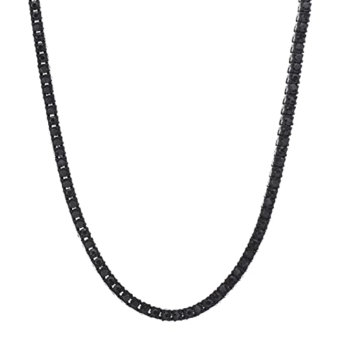 metaltree98 Black Plated Tennis Stone Chain Necklace 16" / 18" / 20" / 22" / 24"2
