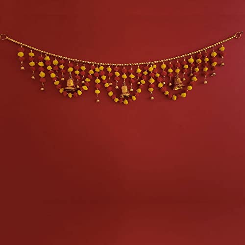 Image of Handmade Door Hanging Round Moti Style Bandarwal Toran (TMR-02) -Diwali New Year Inauguration Wedding Festival Home Decor Pooja (40 Inch X 6 Inch)