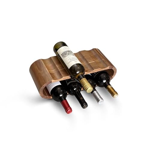 Wine Rack Free Standing 8 Bottle Acacia Wine Racks Countertop Cabinet Wine Holder Stand Wine Storage Shelf for Kitchen, Bar, Pantry
