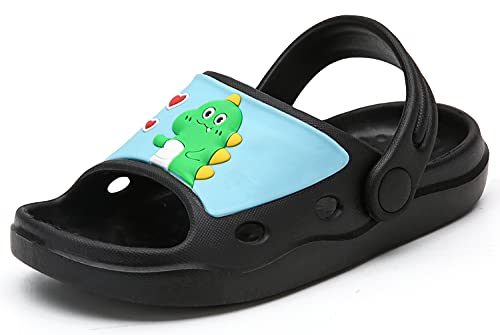 ChayChax Mignon Sabots Mules Enfant Chaussures de Jardin et Piscine Eté Pantoufles Maison Bébé Fille Garçon Sandales de Plage Antidérapant Chaussons Intérieur et Extérieur, Noir, 25/26 EU