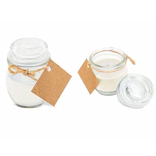 Lote de 12 Velas Aromáticas de Coco en Tarro de Cristal (a Elegir) Fragancias. Complementos. Detalles y Regalos para Fiestas Cumpleaños. Bodas, Bautizo. Regalos Originales. DK (BLANCO)