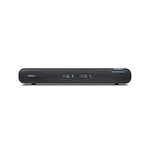 Linksys Belkin Dual-Head, 2-Port KVM, with Audio & CAC Port - 2 Computer(s) - 1 Local User(s) - 3840 x 2160-7 x USB - Desktop, Under Table - TAA Compliant (F1DN202KVM-UN-3)