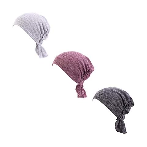 Ci-ONE Womens 3-Pack Cotton Knit Beanie Sleep Turban Hat Headwear for Cancer I Cover