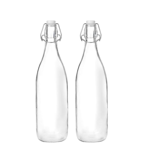 Image of Plastic Oil Dispenser Bottle 1 Litre Combo Pack of 2 | Kitchen Oil Bottle with Pour Spout, Leak Proof Oil Container, Cooking Oil Storage Bottle (2, Transprent, AIRTIGHT)