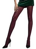 Mila Marutti Burgundy Tights for Women - Elegant and Comfortable Tights for Women - Semi Opaque Hosiery Stockings - Burgundy, M