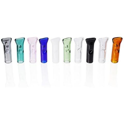 Reusable Glass Tips for Filter Flat Mouthpiece, Multi-Color Ø9mm Diameter 35mm Length for DIY Easy Clean Color 10 Pack Cover