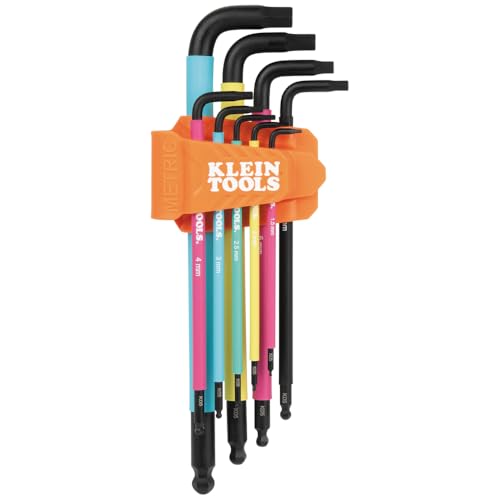 Klein BLS9M Ball-end hex key caddy set, metric, 9-key