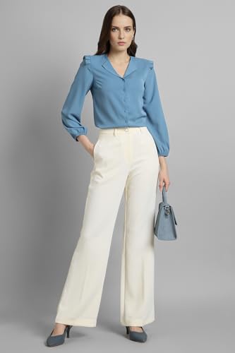 Image of Van Heusen Women Polyester Regular Fit Solid Full Sleeve Casual Shirt