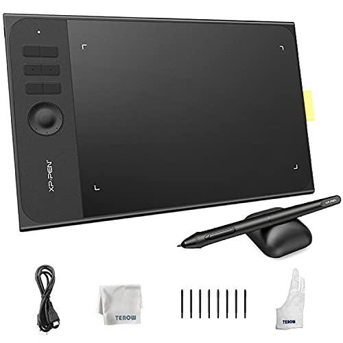 XP-PEN Star06C V2 10x6 Inch Graphics Tablets Digital Drawing Tablets 8192 Level Pressure Battery-Free Stylus Drawing Pen Tablets with 6 Hot Keys Support Windows 10/8/7 MAC OS X 10.10