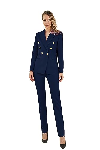 Flap Pocket Women Suits 2 Piece Fashion Suits Womens Professional Clothing for Work Pants Suit for Women Dressy Elegant
