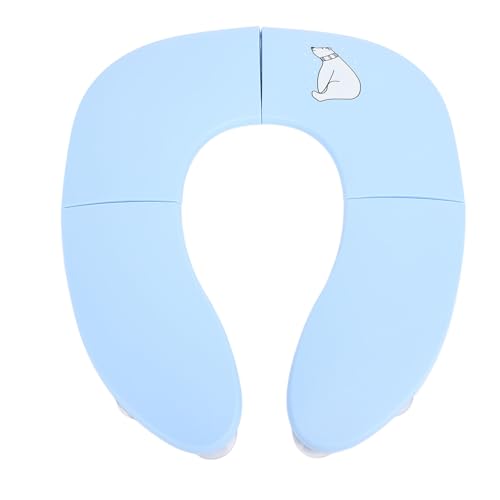 Folding Travel Potty Training Seat for Toddlers, Foldable Toilet Seat Cover with Non Slip Suction Cup (Blue)