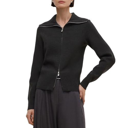 Image of GOELIA Women Wool Blend Lightweight Cardigan Sweaters 2026 Spring Business Casual Solid Long Sleeve Knitted Cardigan Top