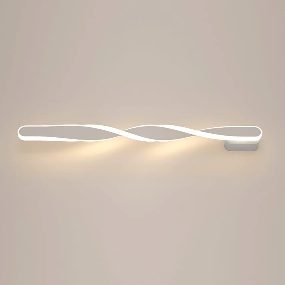 MESOVFCA Ultra-Thin Spiral LED Wall Light - Stylish Metal Long Strip Sconce White Silicone Shade for Home and Office(White,70CM)