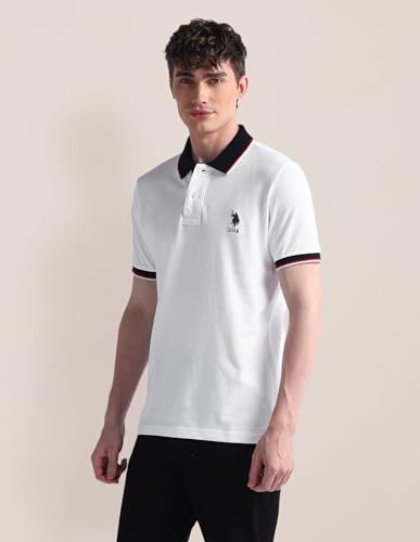 Image of U.S. Polo ASSN. Solid Slim Fit Polo T Shirts for Men - 100% Cotton, Half Sleeve Mens Tshirt