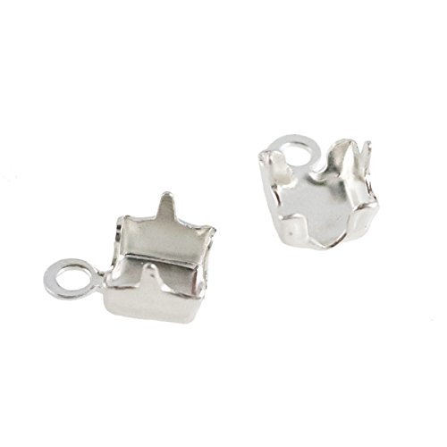 Cup Chain End Connector (Package of 2) (2mm, Silver Plated)