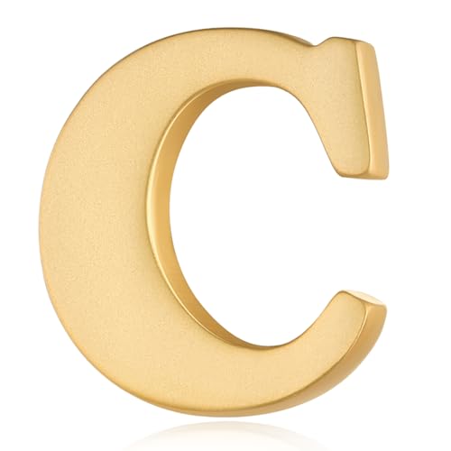 Image of HONEY BEAR Mens Womens Initial Alphabet Letter Lapel Pins Collar Badge Brooches for Business Wedding Graduation Gift Matte Gold 0.59 inches
