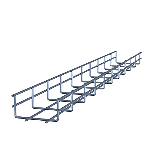 Electro Zinc Plated Wire Mesh Cable Tray, Silver Steel, 3.94 x 1.97 x 118.12 inch, 8-Pack