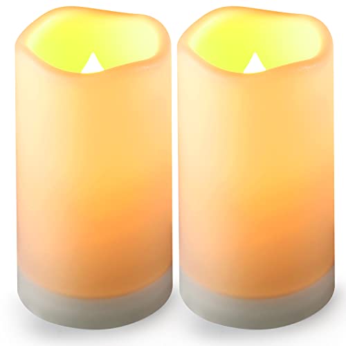 Image of YOROXRG Solar flameless Candles Outdoor Waterproof,Dusk to Dawn Outdoor Lighting, Flickering fameless Reusable LED Light Candles for Lantern Garden Camping and Home Decor, 3D Wick (3 inchX6 inch) Set of 2
