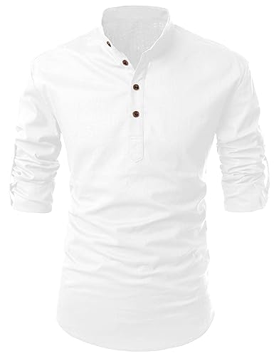 Image of FINIVO FASHION Men's Cotton Blend Solid Full Sleeve Short Kurta Shirt, Regular Fit Solid Pattern Mandarin Collar Straight Kurta Shirt