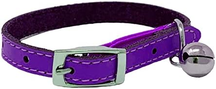 JK Cat Collar Real Leather with Safety Elastic, Bell, Available (Red)