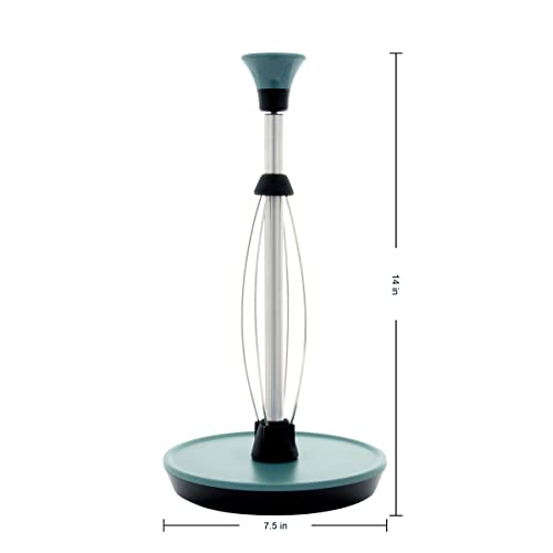 Image of Kamenstein Perfect Tear, Ocean Teal Stainless Steel Countertop Paper Towel Holder, One Handed Pull, No Unraveling, Weighted Base Prevents Tipping, 14 Inch