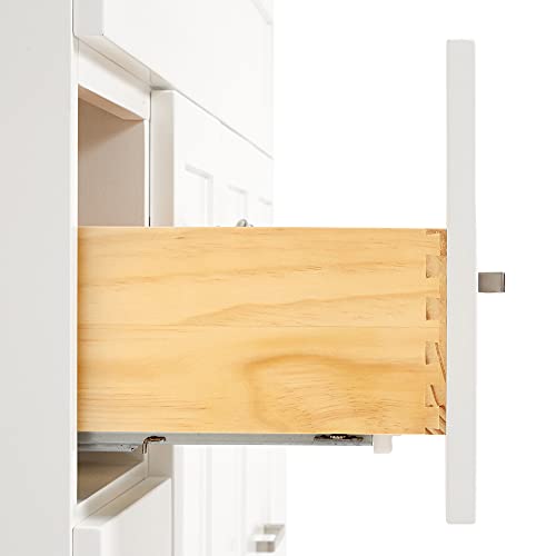 Ariel Single Sink Bathroom Vanity Cabinet In White Pure White Quartz Counter-Top | 2 Soft Closing Doors | 4 Full Extension Dovetail Drawers | Built In Toe Kick | No Mirror | 43" X 22" X 36" #TOP6