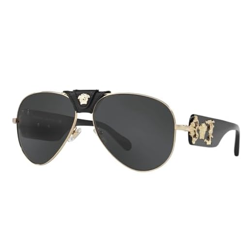 Versace Man Sunglasses Gold Frame, Dark Grey Lenses, 62MM