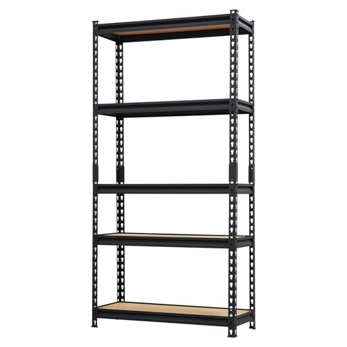 Image of Garage Shelving Heavy Duty Storage Shelves 2000Lbs Capacity, 5 Tier Adjustable Metal Shelving Unit 30 inch W x 12 inch D x 60 inch H, Industrial Utility Rack for Kitchen Pantry