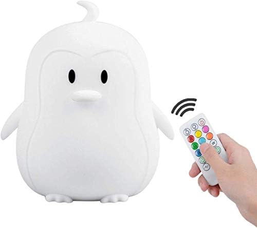 Tekemai Night Light, Kids Bedside Lamp, Baby Nursery Lamp for Breastfeeding Safe, Break Resistant, Eye Caring, Adjustable Brightness & Color, Timing Function, Remote Control + Touch Control - Hippo
