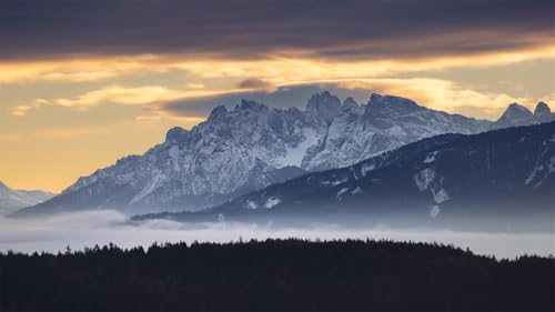 Diamond painting adulte grand format paysage montagne coucher soleil | Broderie 5D 60x120cm