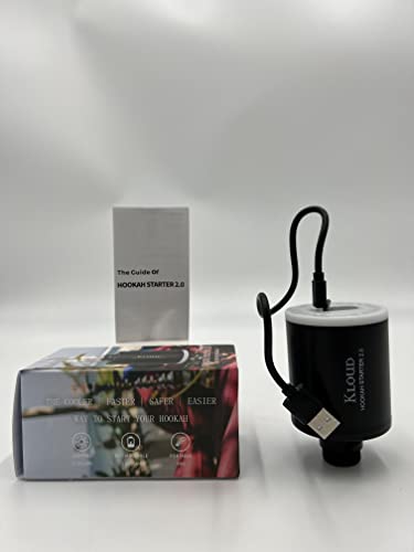 Kloud Hookah Starter Electric Pump 2.0 | Quick Start | Rechargeable Including Charging Cable | Led Light Base | 1300Mah Battery, Black #TOP6