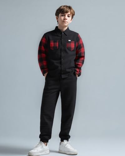 PureChapter Boys Button Down Shirt Fashion Long Sleeve Plaid Pocket Kids Clothes Fall Winter School Casual Shirt2