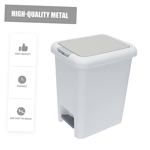 Caneca de basura de plástico con pedal color blanco miniatura 4