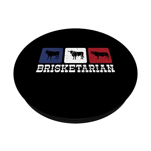 Brisketarian Brisket Retro BBQ Lover PopSockets Swappable PopGrip, Black - Image 2