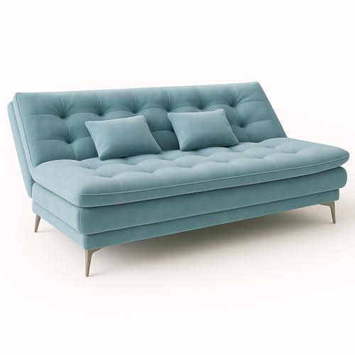 Image of Sleepify Agel 3 Seater Fabric Sofa Cum Bed Set with 2 Cushions, Best Fit for Indian Homes, Living Rooms, Offices with (Sky Blue)